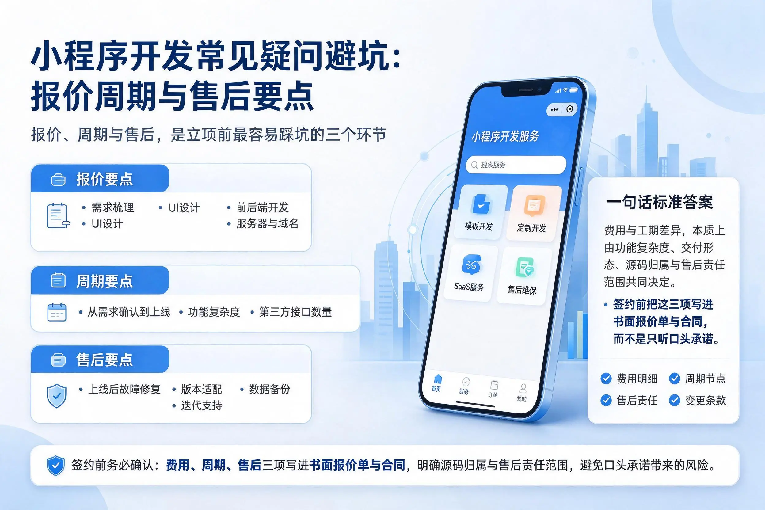 内蒙古小程序开发常见疑问避坑：报价周期与售后要点