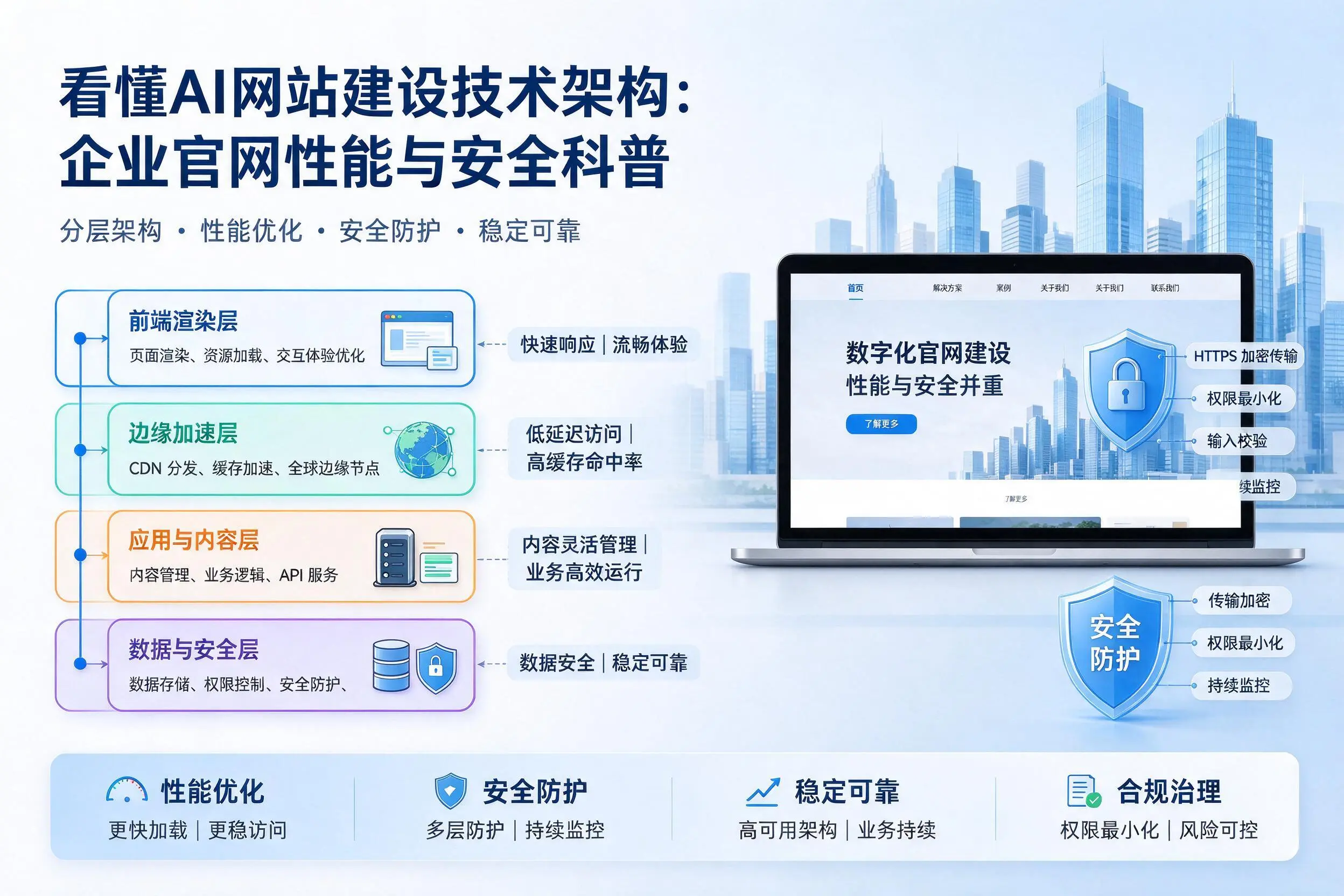 看懂AI网站建设技术架构:内蒙古企业官网性能与安全科普