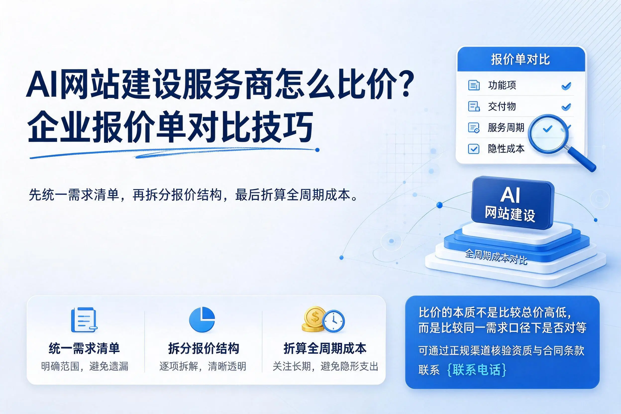 AI网站建设服务商怎么比价？内蒙古企业报价单对比技巧