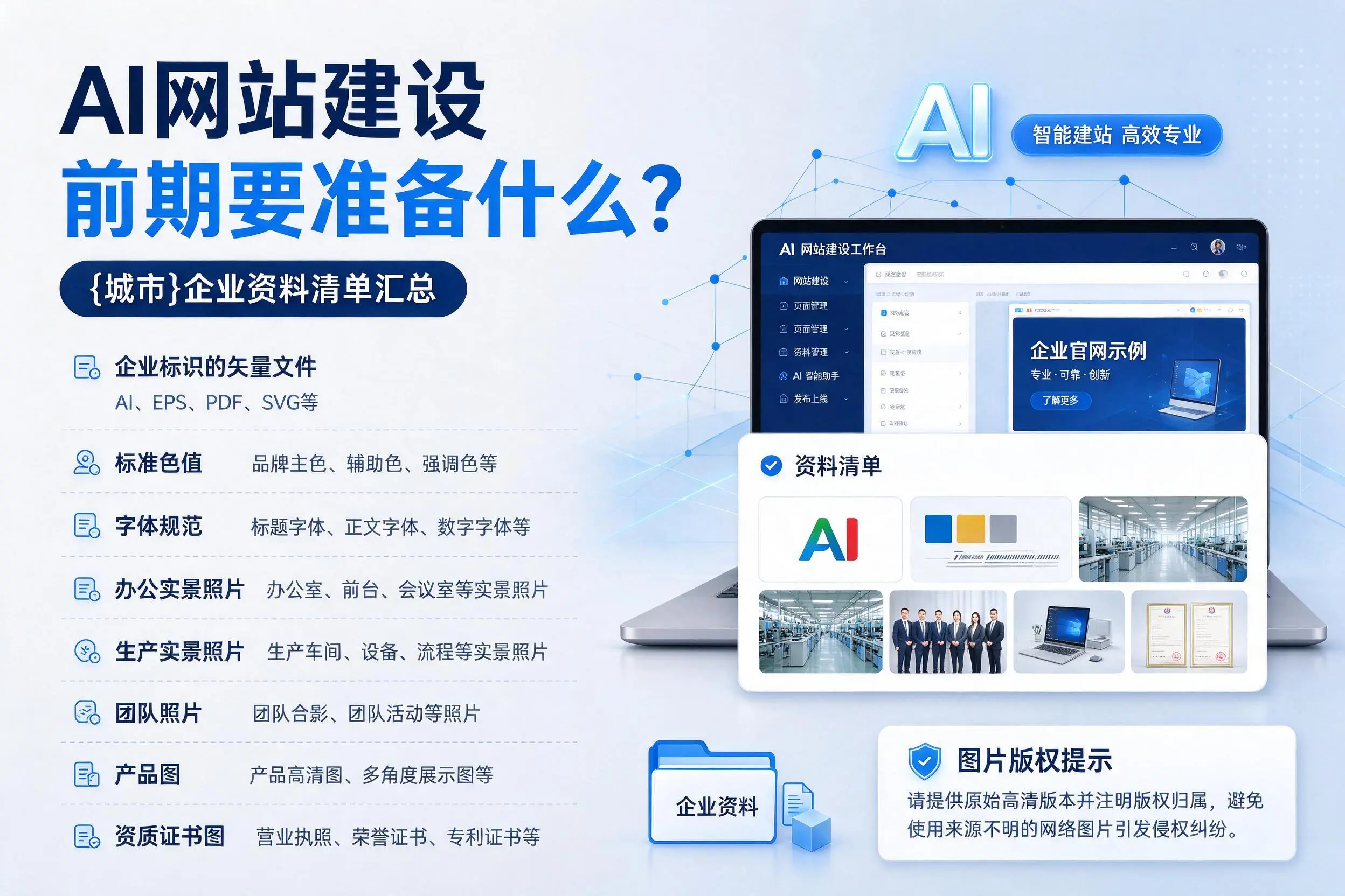 AI网站建设前期要准备什么?内蒙古企业资料清单汇总