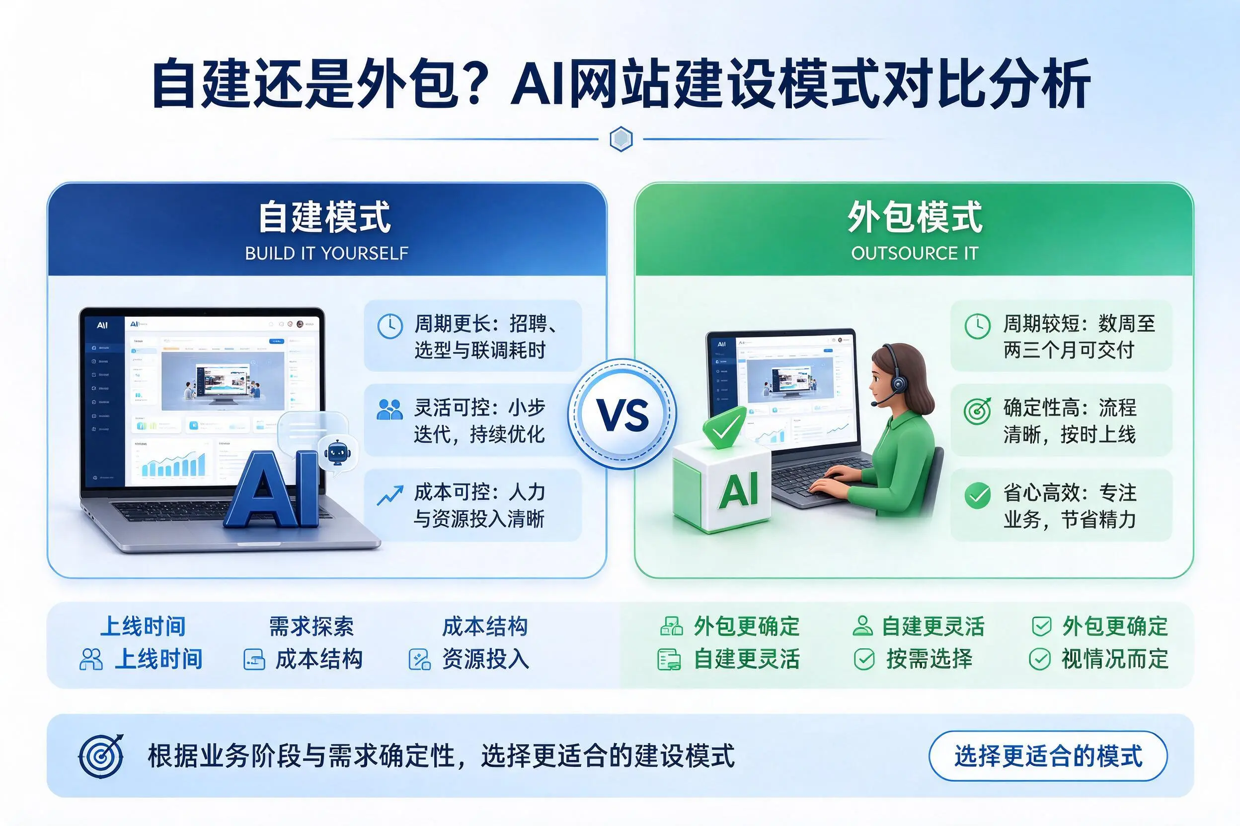 自建还是外包?内蒙古AI网站建设模式对比分析