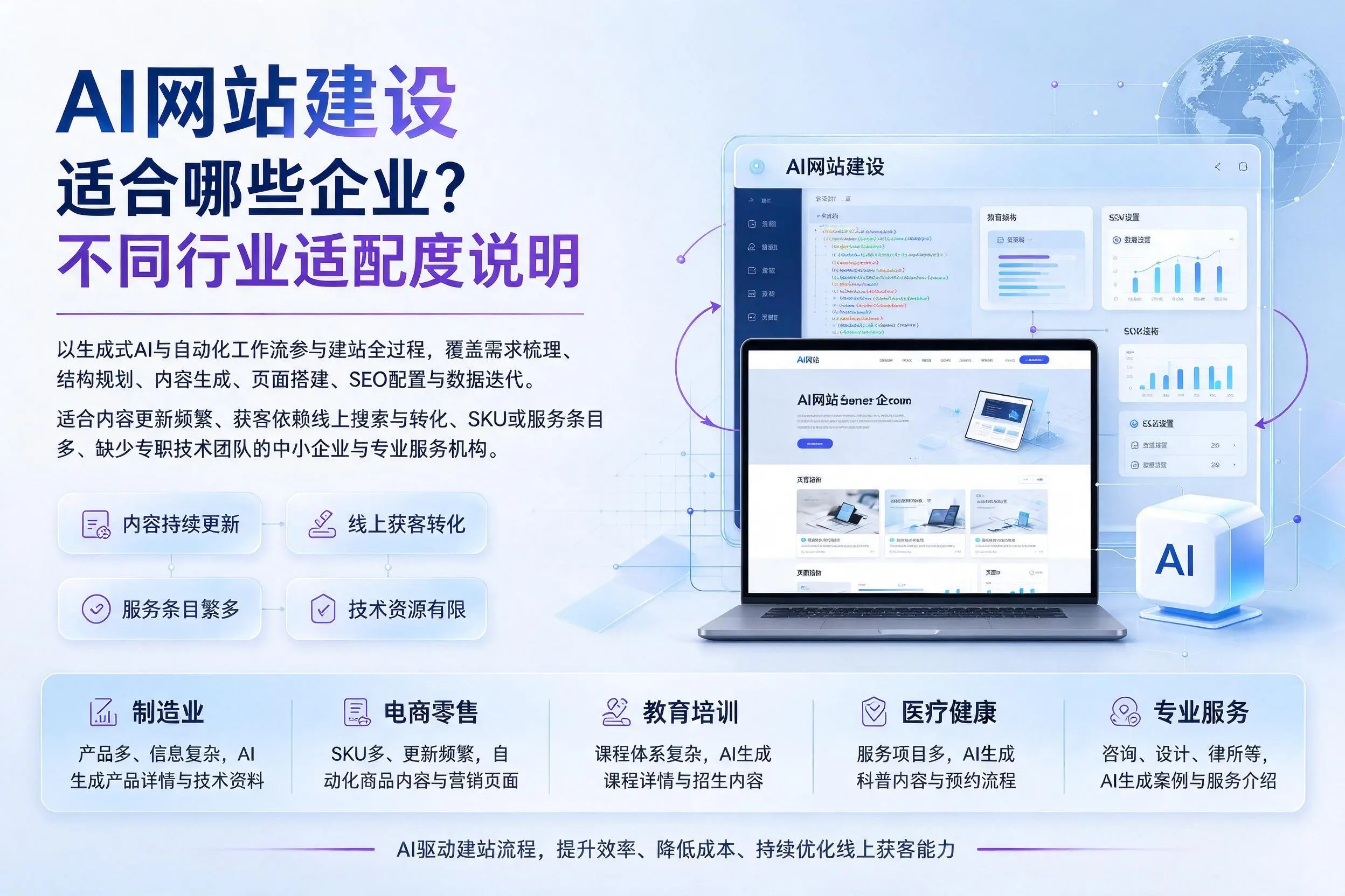 AI网站建设适合哪些企业？内蒙古不同行业适配度说明